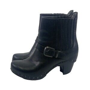 Dansko Black Leather Heeled Boots